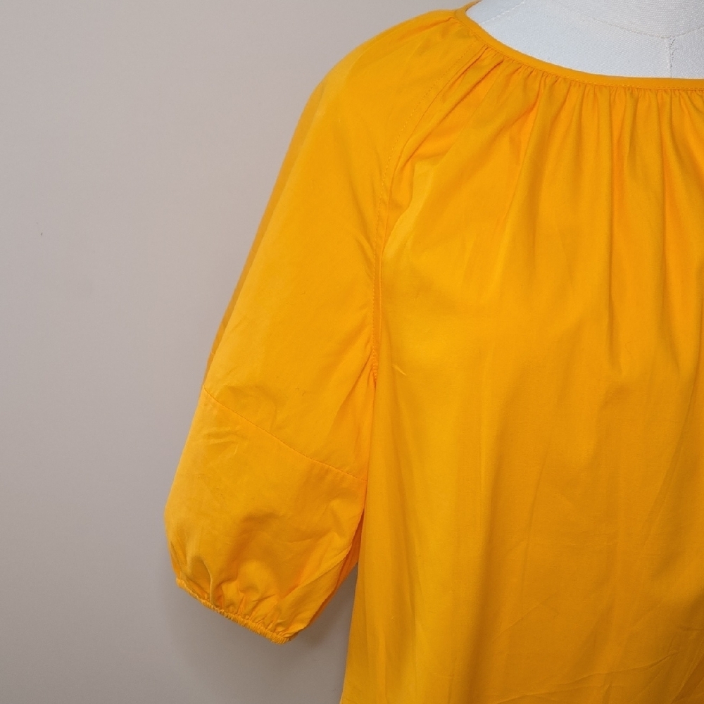 Banana Republic Factory Orange Puff Sleeve Mini Dress – NWT 100% Cotton Keyhole - Picture 3 of 7
